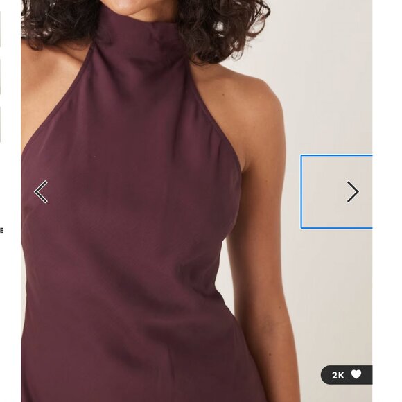 BNWT merlot burgundy ASOS DESIGN chiffon high neck midi dress in grape - Picture 2 of 4